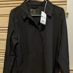 FIGS Women's Large Long Sleeve Black Scrub Top